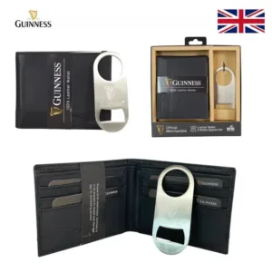 Guinness Leather Wallet Gift Set RFID Secure + Bottle Opener Official UK