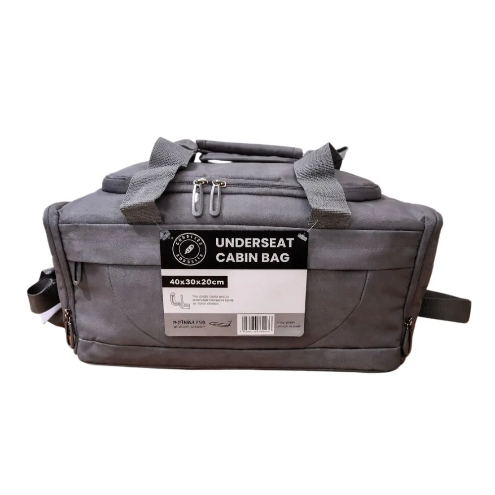Bordlite Underseat Cabin Bag 40 x 30 x 20cm Mustard Colour with Zipped Pocket (Grey)